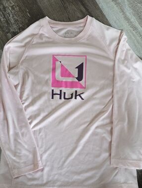 Huk Light Pink Long Sleeve Logo Performance Shirt